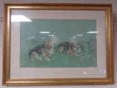 A pastel drawing of dogs, Benji and Tanzi,