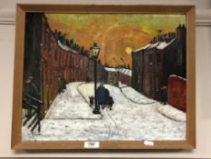 G Rogers : December Street Bensham Gateshead, oil on board,