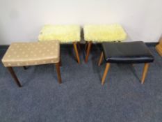 Four 20th century dressing table stools on teak legs
