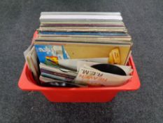 A crate of LP records and 7" singles - musicals,