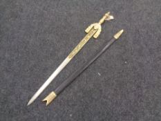 An ornamental sword in sheath