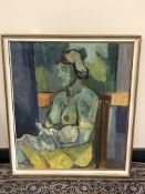 Continental school : Portrait of a lady breast feeding, oil on canvas,