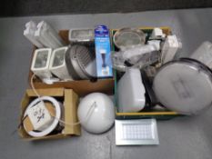 A large quantity of assorted light fittings to include emergency lights, bulkhead light,