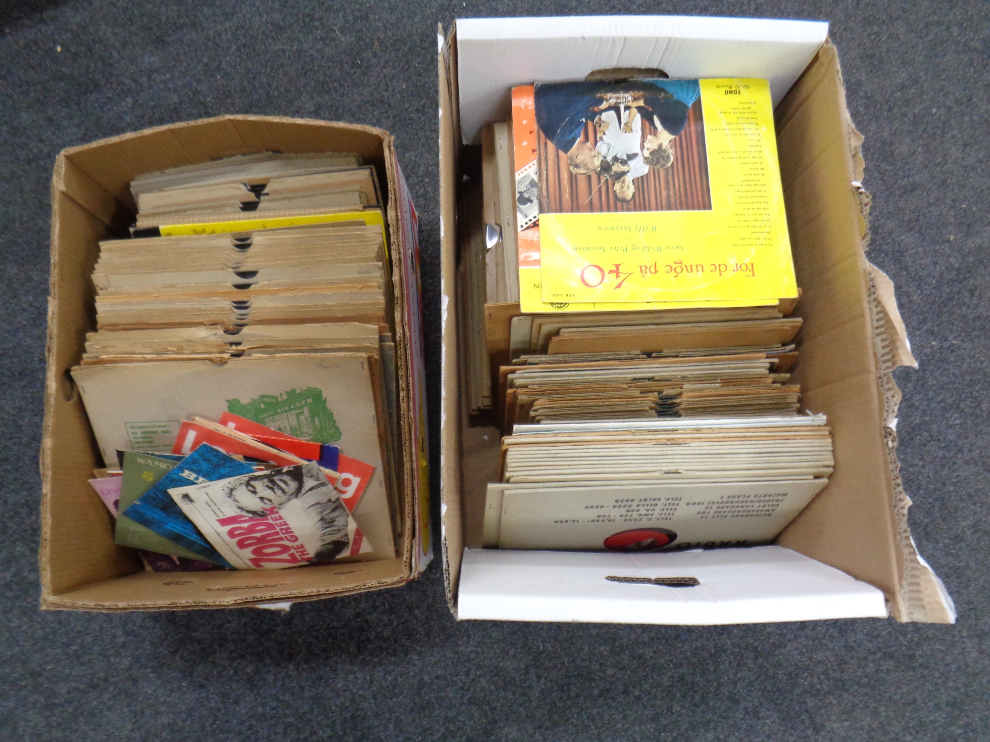 Two boxes of vinyl LP records,
