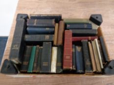 A box of antiquarian and later pocket bibles and hymn books