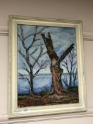 Continental school : Study of trees, oil on board,