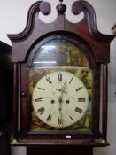 A George III mahogany longcase clock with painted dial signed Alex Grant of Sterling,