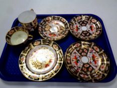 A tray of eight pieces of Royal Crown Derby Imari tea china