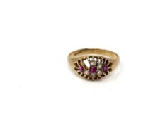 A vintage 15ct gold ring set with rubies