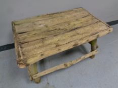 A driftwood style garden coffee table