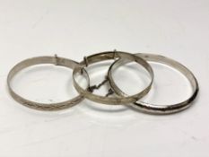 Three vintage silver child's bangles