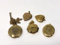 Five gold plated lockets