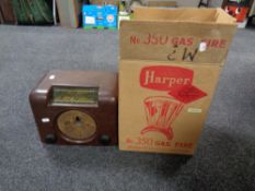 A Bakelite cased valve radio and a boxed vintage Harper No.