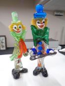Two Murano glass clown figures
