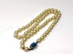 A cultured Majorca pearl necklace with continental silver clasp