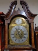 A 19th century inlaid mahogany longcase clock with brass and silvered dial, P. Ch.