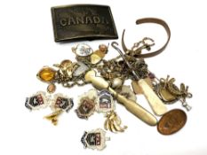 A small quantity of costume jewellery, belt buckle,