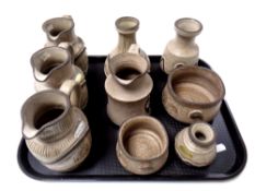A tray of nine pieces of 20th century Scandinavian pottery
