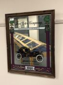 An advertising picture mirror - Ford Motor Company Model T Ford, 52 cm x 42 cm, framed.