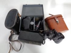 A tray containing a Yashica Electra 35 camera in a metal box together with accessories,