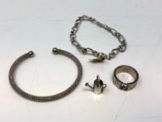 Silver including bracelets, charm,