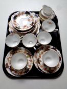 A tray containing a 21 piece English bone china tea service