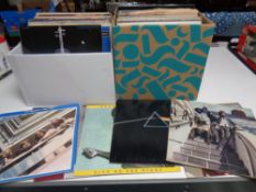 Two boxes containing vinyl LPs to include Pink Floyd, The Beatles, Bob Dylan,