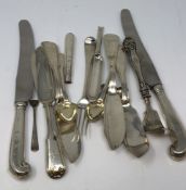 Two silver-handled knives and a quantity of silver cutlery (a/f) CONDITION REPORT: