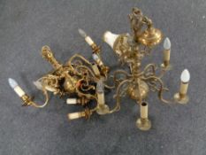 Two continental brass chandeliers