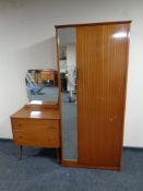 A mid 20th century Lebus Furniture teak single door wardrobe and two drawer dressing chest
