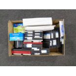 A box of assorted note pads,