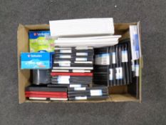 A box of assorted note pads,