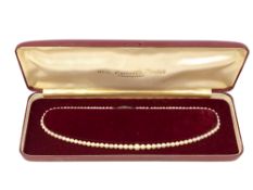 A strand of cultured pearls in original box.