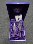A pair of Edinburgh Crystal Millennium Collection champagne flutes,