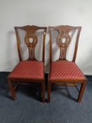 A pair of late Victorian mahogany dining chairs