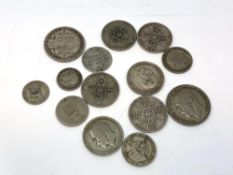 A group of mainly British coins, some silver,