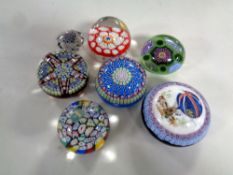 Seven Millifiori style paperweights to include a Baccarat example ** Proceeds going to Guide Dogs