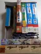 A box containing ten boxed plastic modelling kits by Heller and Smer etc,