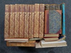 A box containing antique and later volumes to include Encyclopedia Britannica,