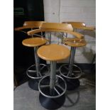 A set of three contemporary beech and metal bar armchairs