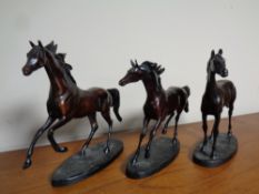 Three Franklin Mint National Horse Racing Museum 'Origins of Champions' bronze horse figures to