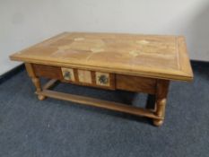A Barker and Stonehouse flagstone coffee table fitted a drawer