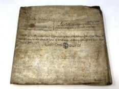 A velum document relating to Shropshire dated 1767, signatories including Walter Blount,
