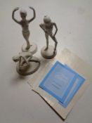Three Royal Ballet bisque porcelain figures, Testing Pointes, Fifth Position and Tying Ballet Shoes,