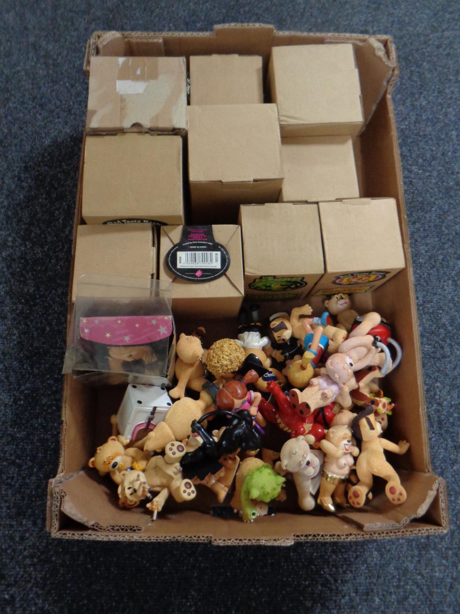 A box of boxed and un-boxed Bad Taste Bears
