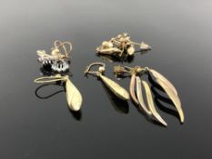 Six pairs of 9ct gold earrings