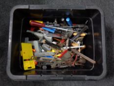 A crate of assorted hand tools