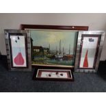 An oil on canvas, fishing boats in a harbour, signed Jones,