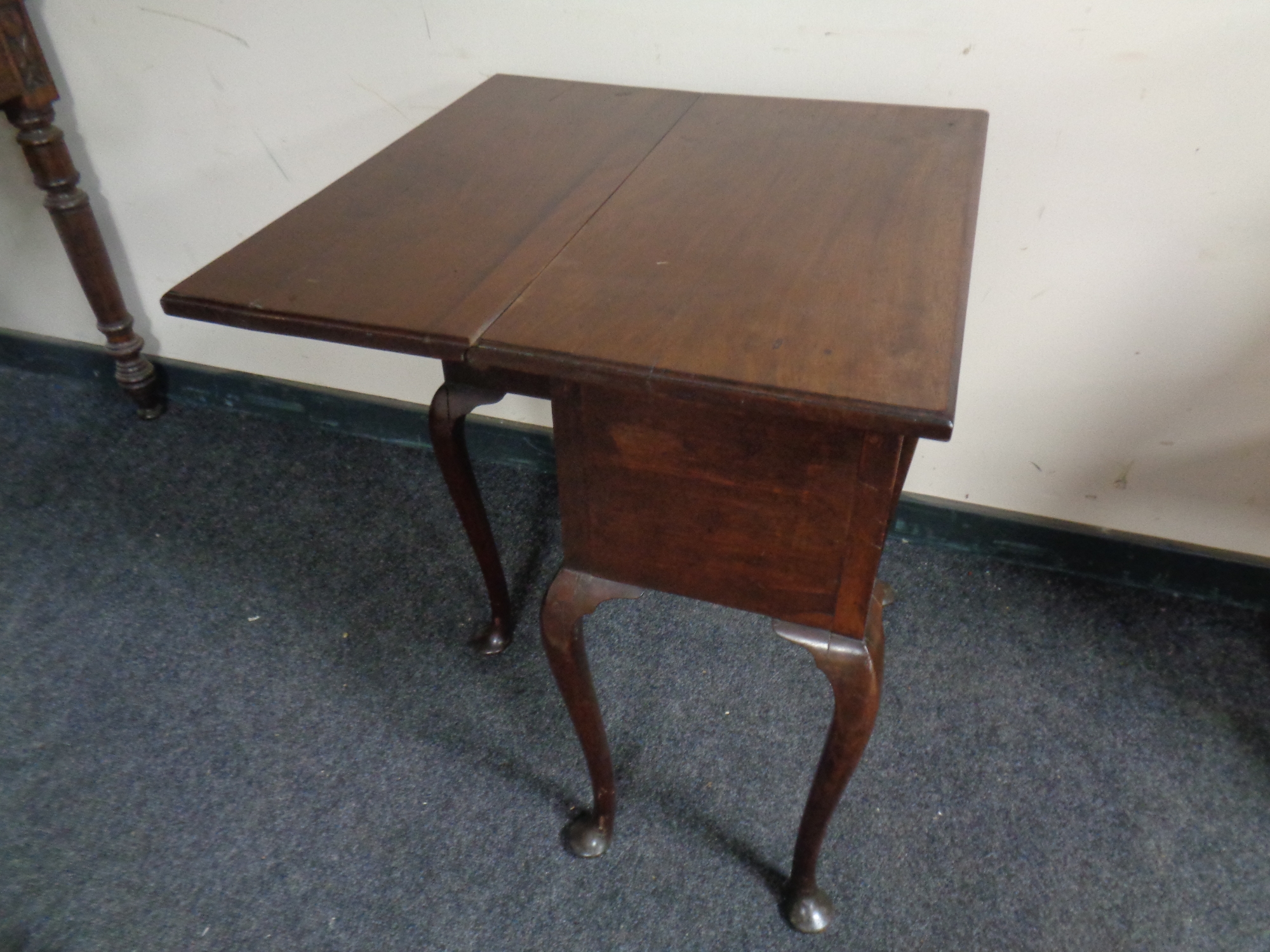 A 19th century mahogany flap sided cabinet on raised Queen Anne legs - Image 2 of 2