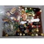 A box containing a quantity of alcohol miniatures and miniature bottles